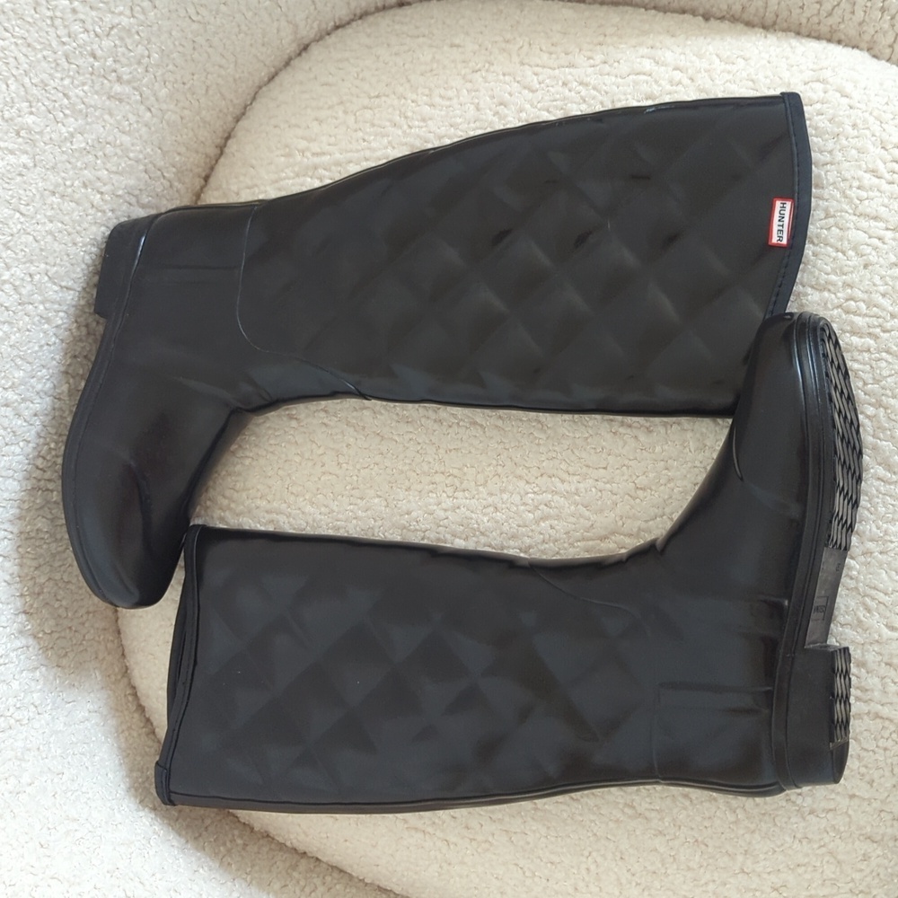 Hunter Black Women's Sandhurst Savoy Riding Rain Boot Quilted Black - Picture 5 of 9